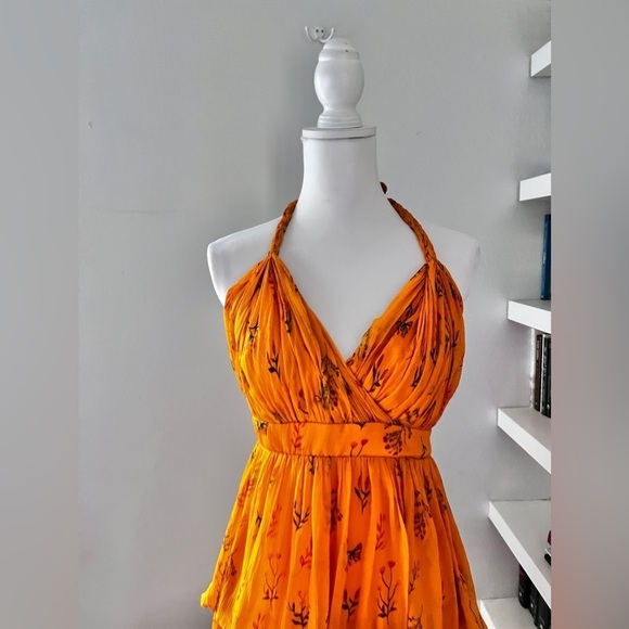 ANTHROPOLOGIE x GUAPA Pamela Tiered Halter Midi Dress Orange size 4 - Picture 5 of 16